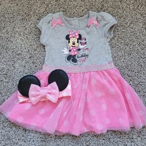 18 mos disney Girls 1st birthday dress headband set minnie mouse